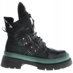 BELLA PARIS BOTKI WORKERY CZARNE LAKIER R40