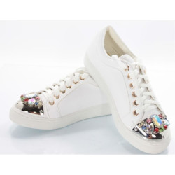 LU BOO SNEAKERSY SPORTOWE BIAŁE ELEGANCKIE Z KAMIENIAMI R38