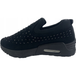 SNEAKERSY CZARNE Z CYRKONIMI WSUWANE R38