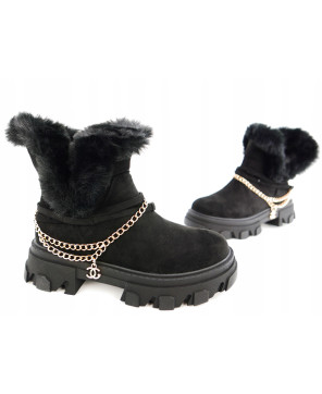 BELLA PARIS BOTKI CZARNE EKO ZAMSZ R40