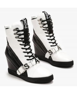 SEASTAR SNEAKERSY NA KOTURNIE CZARNO BIAŁE R40