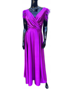 FOR YOU SUKIENKA DAMSKA PURPUROWA PIÓRA MAXI L 40