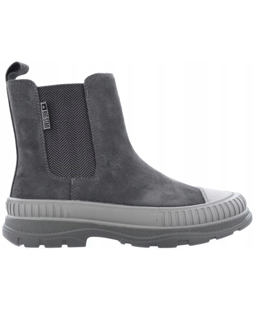 BOTKI BIG STAR SKÓRA NATURALNA ZAMSZ GREY R41