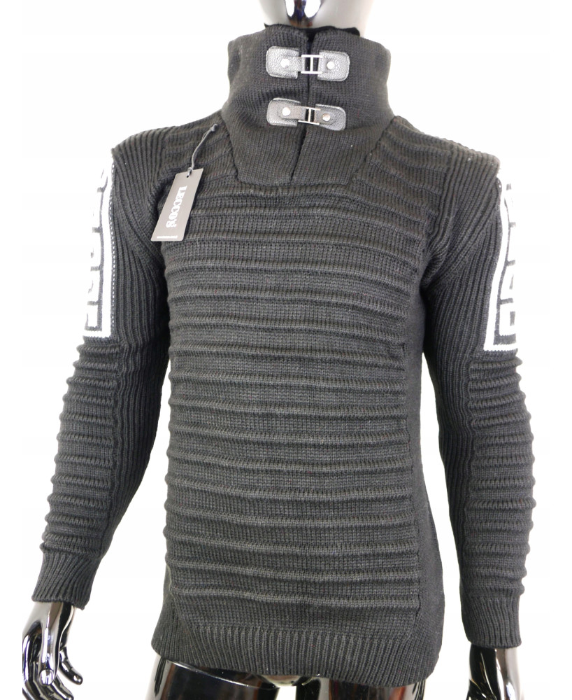 SWETER MĘSKI LECCOS 70% WEŁNA TURECKI CZARNY L