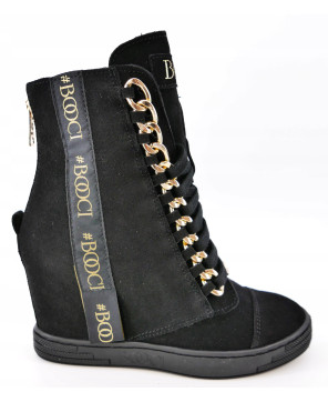 BOOCI BOTKI SNEAKERSY CZARNE SKÓRA NATURALNA R40