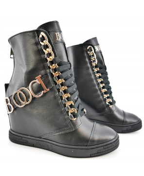 BOOCI BOTKI SNEAKERSY CZARNE SKÓRA NATURALNA R38
