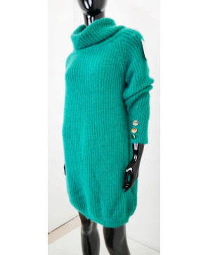 PÓŁGOLF SWETER DAMSKI MORSKI ZIELONY DŁUGI ONESIZE