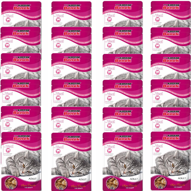 Super Benek Karma Saszetki Dla Kota Cielęcina Adult 24x100g