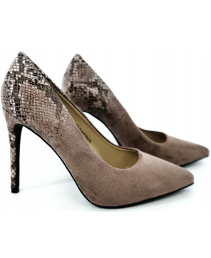 GOODIN KLASYCZNE SZPILKI 10cm EKO ZAMSZ TAUPE R36