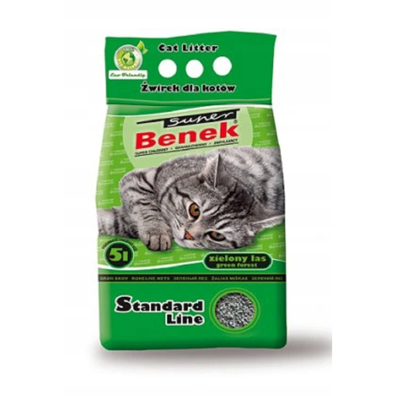 Super Benek Zielony Las 4x5L Żwirek Dla Kota Standard Line Bentonitowy
