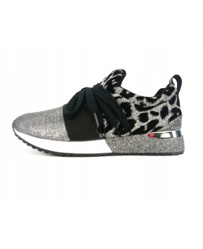 SREBRNE SNEAKERSY SPORTOWE PANTERKA BROKAT R39