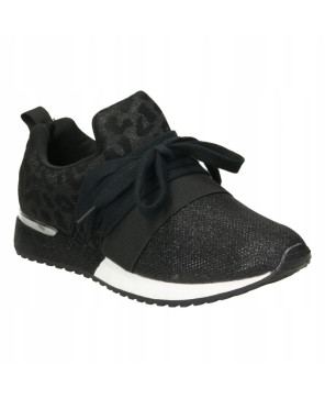 CZARNE SNEAKERSY SPORTOWE PANTERKA BROKAT R37