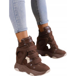 SEASTAR SNEAKERSY WYSOKIE BRĄZOWE NA RZEPY R37