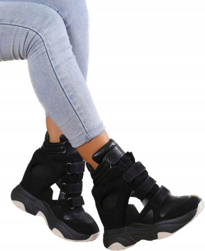 SEASTAR SNEAKERSY WYSOKIE CZARNE NA RZEPY R39