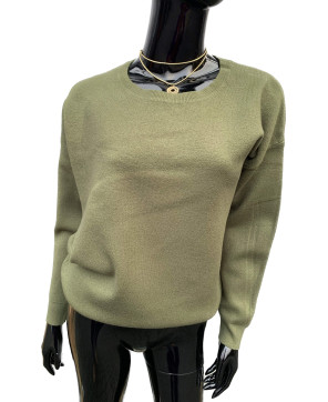 SWETER DAMSKI KINGA XL/XXL KHAKI WEŁNA WISKOZA KASZMIR