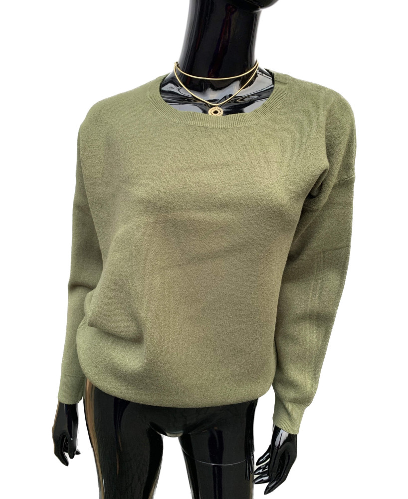 SWETER DAMSKI KINGA XL/XXL KHAKI WEŁNA WISKOZA KASZMIR