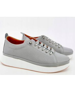 MODO SNEAKERSY PÓŁBUTY DAMSKIE SKÓRA NATURALNA SZARE R40
