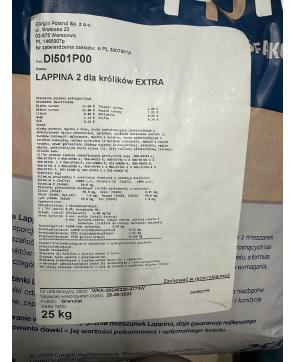 LAPPINA 2 PASZA LAPINA KARMA DLA KRÓLIKÓW EXTRA Z KOKCYDIOSTATYKAMI 25KG