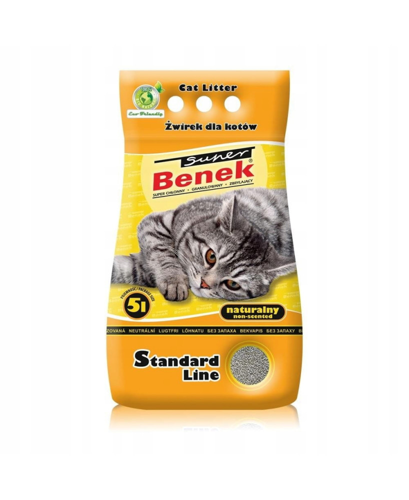 Super Benek Naturalny 5L Żwirek Dla Kota Standard Line Bentonitowy
