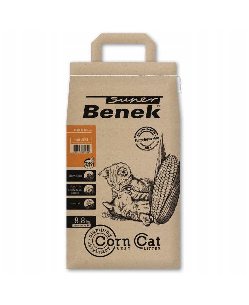 Super Benek Żwirek 14L Dla Kota Kukurydziany Naturalny