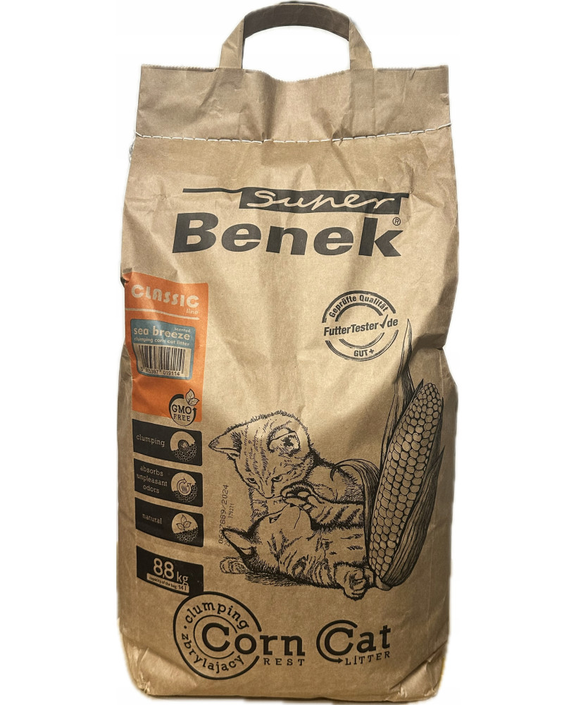 Super Benek Żwirek 14L Dla Kota Kukurydziany Bryza Morska