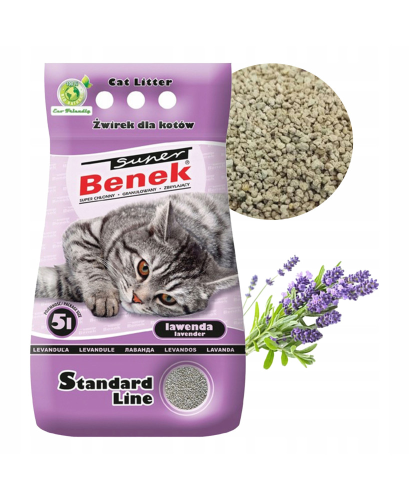 Super Benek LAWENDA 5L Żwirek Dla Kota Standard Line