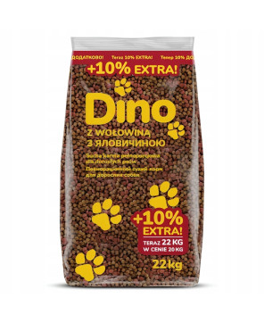 KARMA DLA PSA SUCHA DINO Z WOŁOWINĄ 22KG