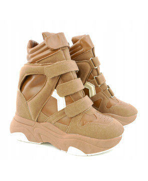 SNEAKERSY KARMELOWE NA RZEPY R39