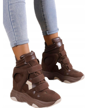 SEASTAR SNEAKERSY WYSOKIE BRĄZOWE NA RZEPY R40