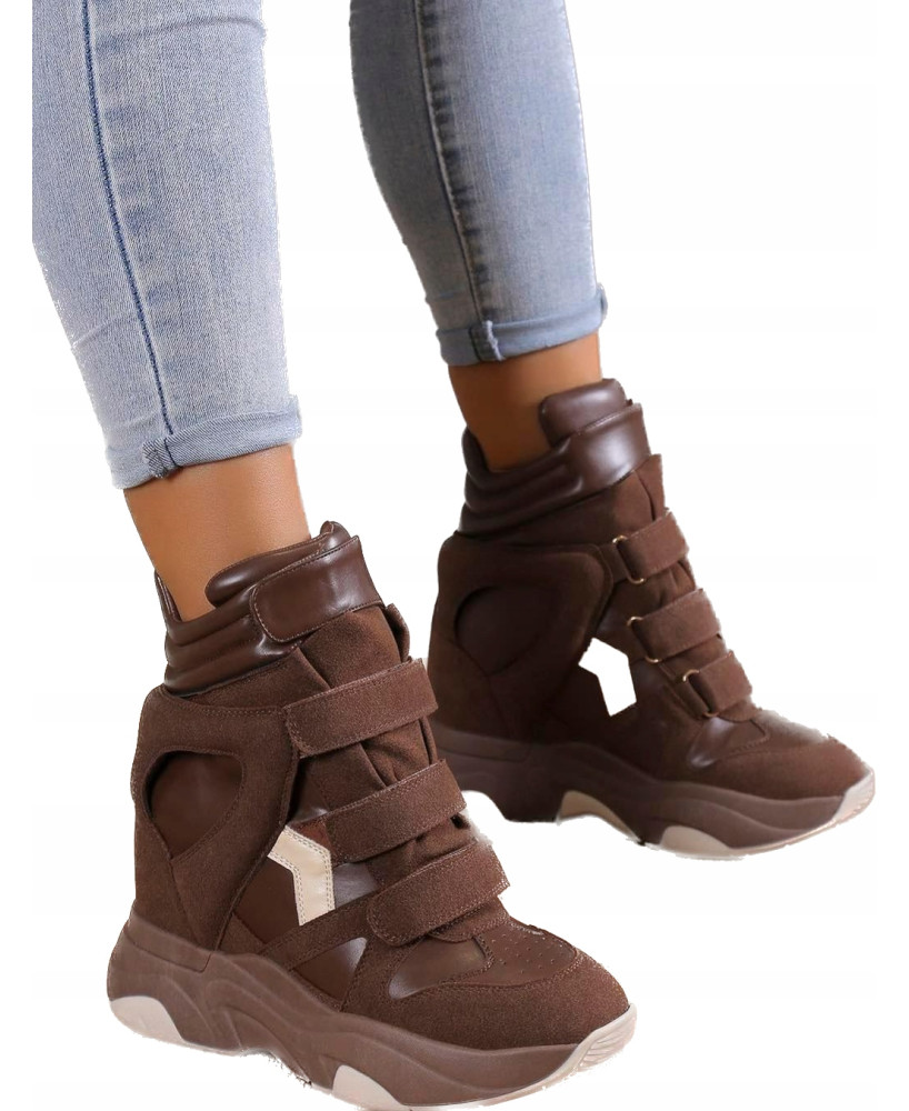 SEASTAR SNEAKERSY WYSOKIE BRĄZOWE NA RZEPY R40