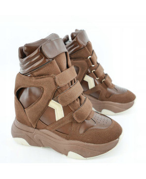 SEASTAR SNEAKERSY WYSOKIE BRĄZOWE NA RZEPY R40