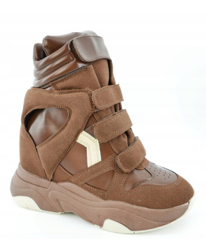 SEASTAR SNEAKERSY WYSOKIE BRĄZOWE NA RZEPY R40