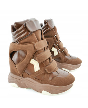 SEASTAR SNEAKERSY WYSOKIE BRĄZOWE NA RZEPY R40