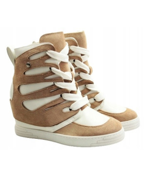 DAMSKIE SNEAKERSY LEKKIE WYGODNE BEŻOWO BIAŁE R41