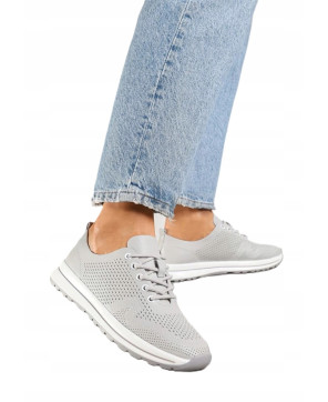 GOODIN DAMSKIE BARDZO LEKKIE BUTY SZARE SKÓRA NATURALNA R37