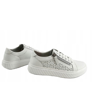 GOODIN PREMIUM DAMSKIE LEKKIE SNEAKERSY BIAŁE AŻUREK R39
