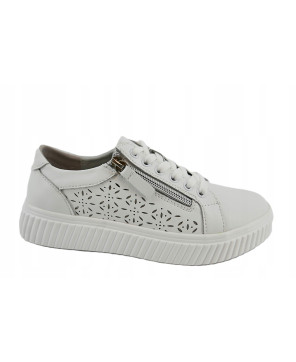 GOODIN PREMIUM DAMSKIE LEKKIE SNEAKERSY BIAŁE AŻUREK R38