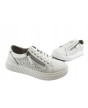 GOODIN PREMIUM DAMSKIE LEKKIE SNEAKERSY BIAŁE AŻUREK R38
