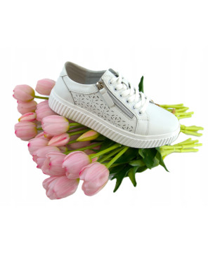 GOODIN PREMIUM DAMSKIE LEKKIE SNEAKERSY BIAŁE AŻUREK R36
