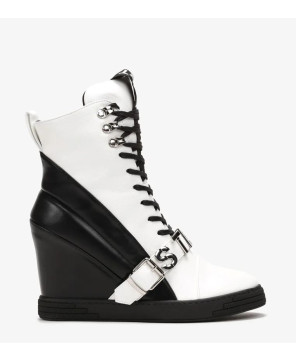 SEASTAR SNEAKERSY NA KOTURNIE CZARNO BIAŁE R40