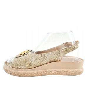 GOODIN SANDAŁY DAMSKIE BUTY LETNIE LEKKIE WYGODNE BEŻOWE SKÓRA EKO R39
