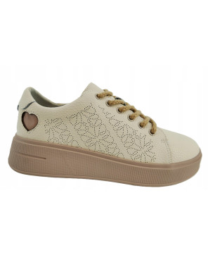 GOODIN COMFORT DAMSKIE SNEAKERSY TRAMPKI 100% SKÓRA NATURALNA BEŻOWE R39