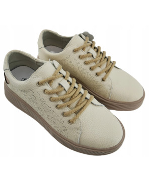 GOODIN COMFORT DAMSKIE SNEAKERSY TRAMPKI 100% SKÓRA NATURALNA BEŻOWE R39