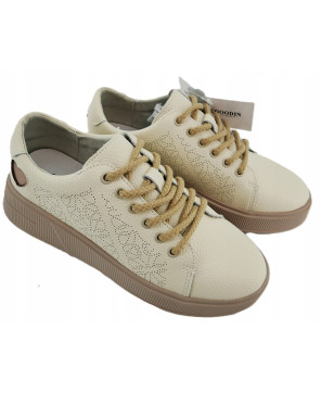 GOODIN COMFORT DAMSKIE SNEAKERSY TRAMPKI 100% SKÓRA NATURALNA BEŻOWE R39