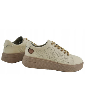 GOODIN COMFORT DAMSKIE SNEAKERSY TRAMPKI 100% SKÓRA NATURALNA BEŻOWE R39