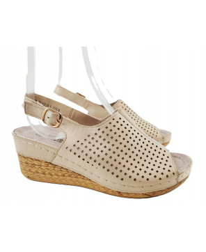 GOODIN SANDAŁY DAMSKIE BUTY LETNIE KOTURN ZŁOTE WYGODNE SKÓRA EKO R36