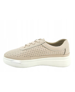 GOODIN COMFORT DAMSKIE SNEAKERSY TRAMPKI 100% SKÓRA NATURALNA BEŻOWE R38
