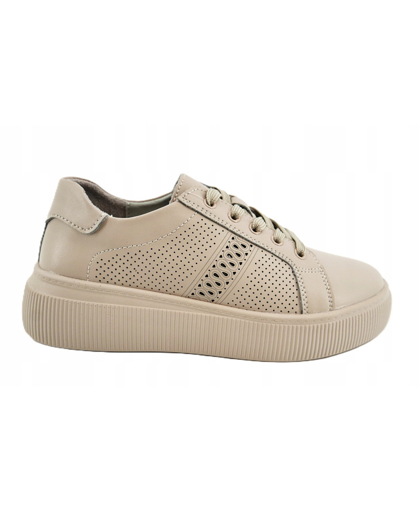 GOODIN COMFORT DAMSKIE SNEAKERSY TRAMPKI 100% SKÓRA NATURALNA BEŻOWE R38