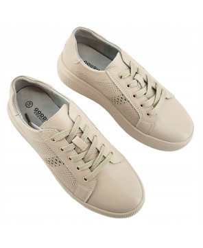 GOODIN COMFORT DAMSKIE SNEAKERSY TRAMPKI 100% SKÓRA NATURALNA BEŻOWE R38