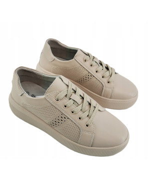 GOODIN COMFORT DAMSKIE SNEAKERSY TRAMPKI 100% SKÓRA NATURALNA BEŻOWE R38